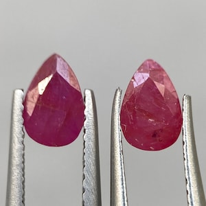 1.13ct Ruby Pair Unheated Natural Red Pink Pear Faceted Cut Calibrated Gemstone From Burma 6.1 X 4.1 MM Beautiful Precious Ruby For Earrings