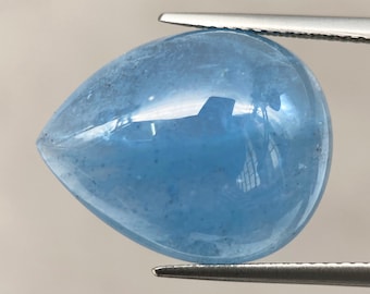 13.28ct Aquamarine Natural Blue Aqua Pear Cabochon Loose Gemstone From Brazil 19.7 X 15.9 MM Loupe Clean Aquamarine Cab For Jewelry