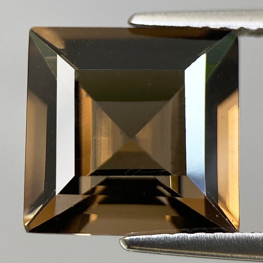 3.78ct Smoky Quartz Natural Brown Princess Cut Square Faceted 10 X 10 MM Loose Gemstone From Brazil Flawless Smoky Quartz For Jewelry