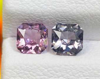 1ct Spinel Pair Natural Pink Gray Octagon Cut Faceted 4.5 MM Lustrous 2 Pcs Calibrated Gem Set Spinels For Earrings From Burma