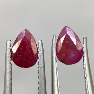 1.33ct Ruby Pair Unheated Natural Red Pink Pear Faceted Cut Calibrated Gemstone From Burma 6 X 4.2 MM Beautiful Precious Ruby For Earrings