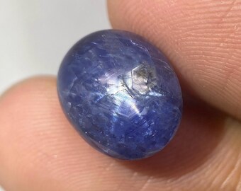 Zafiro estrella azul natural de 14,85 ct, cabujón ovalado, de Sri Lanka, 13,4 x 11,2 mm, precioso zafiro con asterismo de 6 rayos para anillo.