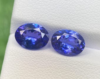 3.22ct Tanzanite Pair Violet Blue AAA D Block Oval Cut 8.5 X 6.5 MM Natural 2pcs Gem From Tanzania Beautiful Blue Tanzanite For Earrings