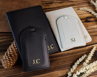 Personalized Leather Luggage Tag , Passport cover tags Wallet favor , Wedding Travel gift for him ,Will you be my Groomsman Bridesman Gift