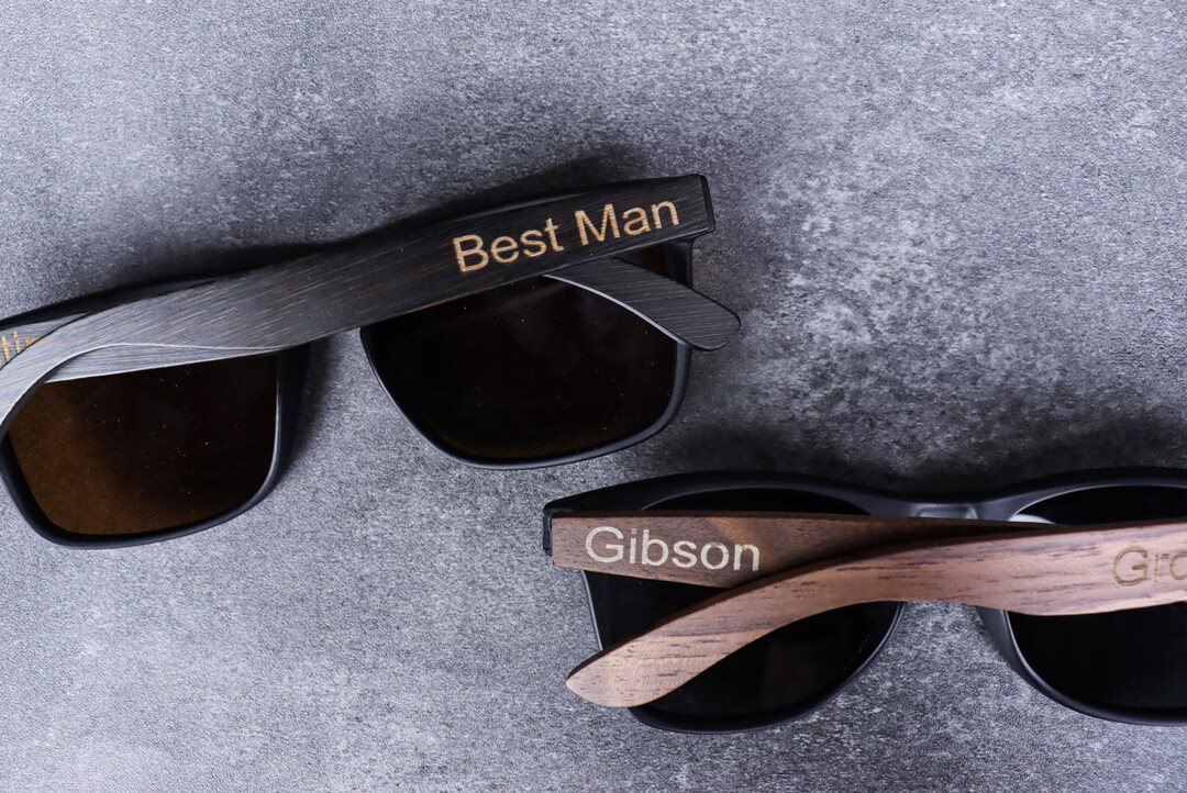 Personalized Groomsman Sunglasses Engraved Wood Sunglasses Custom