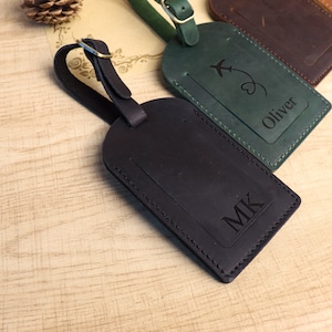 Personalized Leather Luggage Tag , Wedding Travel Birthday gift for him for her , wedding favors , Custom engraving groomsmen gift No design (blank)