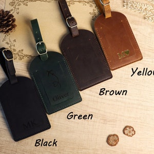 Personalized Leather Luggage Tag , Wedding Travel Birthday gift for him for her , wedding favors , Custom engraving groomsmen gift image 8