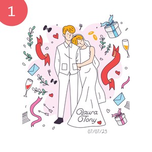DIGITALE benutzerdefinierte Hochzeitsillustration | Hochzeitszeichnung Geschenkidee | paar porträt