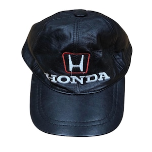 Honda Racing Leather Retro Vintage Cap