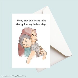 Maman, votre amour est la lumière qui guide mes jours les plus sombres Carte de voeux en téléchargement numérique instantané - Cadeaux pour la fête des Mères pour maman