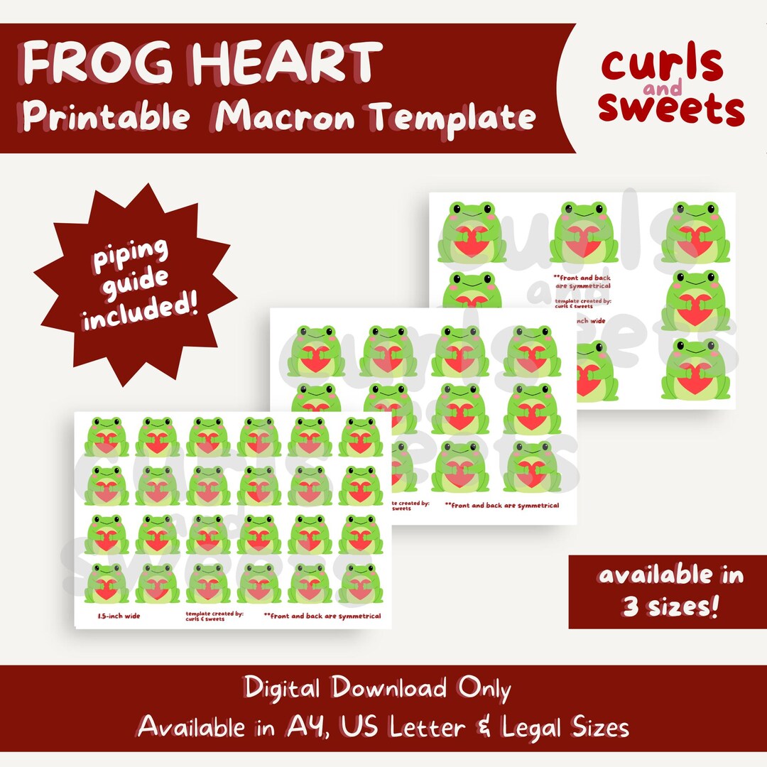 Printable Frog With Heart Macaron Template Printable PDF Printable ...