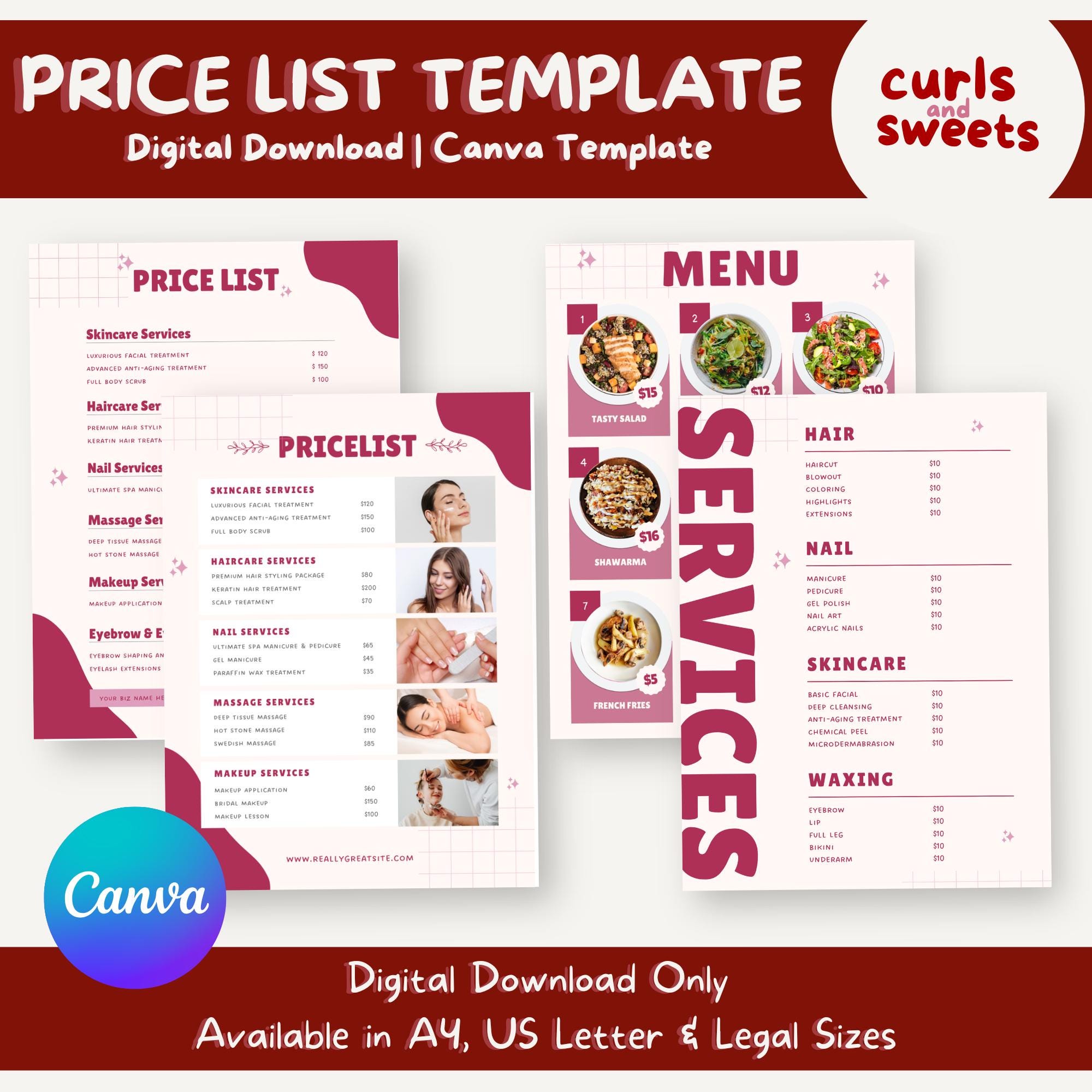 Editable Price List Template | Price List | Bakery Business Forms ...