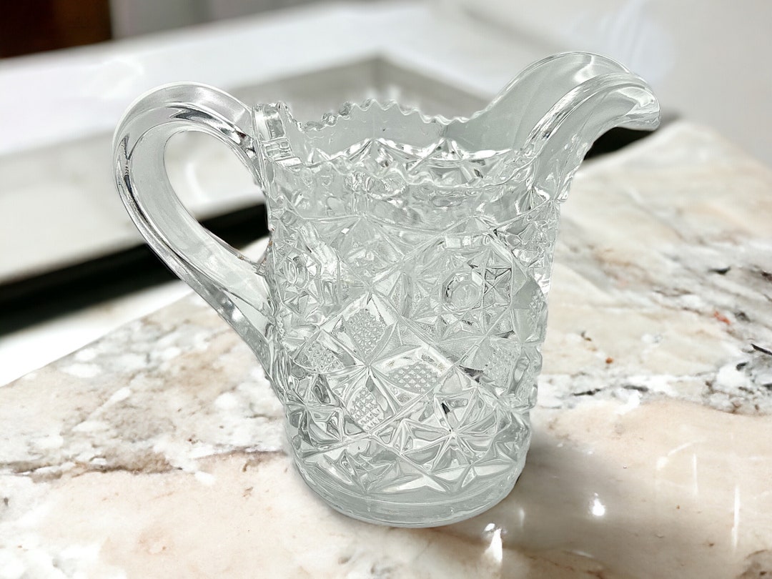 Vintage Fostoria Rosby Clear Cut Glass Pitcher - Antique Kitchen Water ...