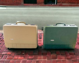 1970 Suitcase Vintage Sears Forecast Hard Plastic Travel Suitcase -  Dark Green and Beige Options - Vintage Finds Home Decor - Unique Gift