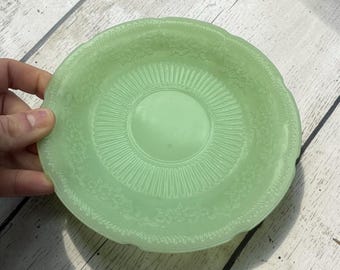 Vintage Rare Fire King Jadeite Alice Saucer 6 1/8” – Anchor Hocking Jadite Replacement Glass Saucer – Green Glass Plate - Tea Party Setting