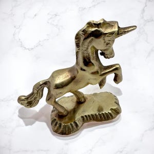 Vintage Einhorn aus massivem Messing - kleine 3-Zoll-Statue - Mid Century MCM Retro Fantasy Dekor - Geschenk