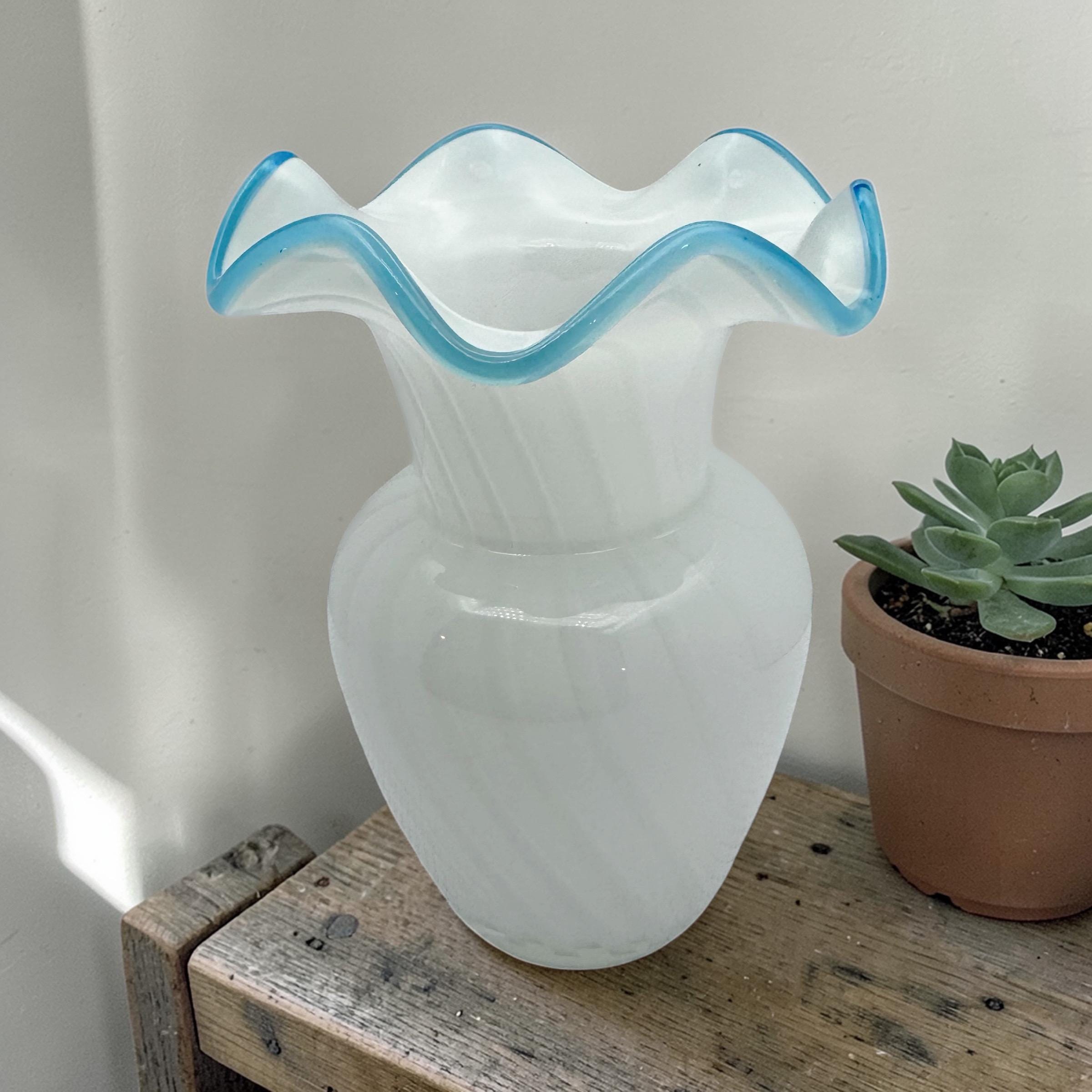Fenton Aqua Crest Bowl - Etsy