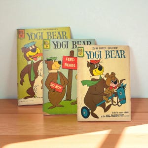 Vintage Yogi Bear Comic Lot – 1960s Dell Comics – Hanna-Barbera Cartoon Collectibles – Classic Retro Comics for Kids Graphic Novel Story