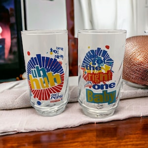 Vintage Diet Pepsi Glass Tumblers – Set of 2 – 90s Retro Advertising – “You’ve Got the Right One, Baby” – Pop Culture Barware Collect
