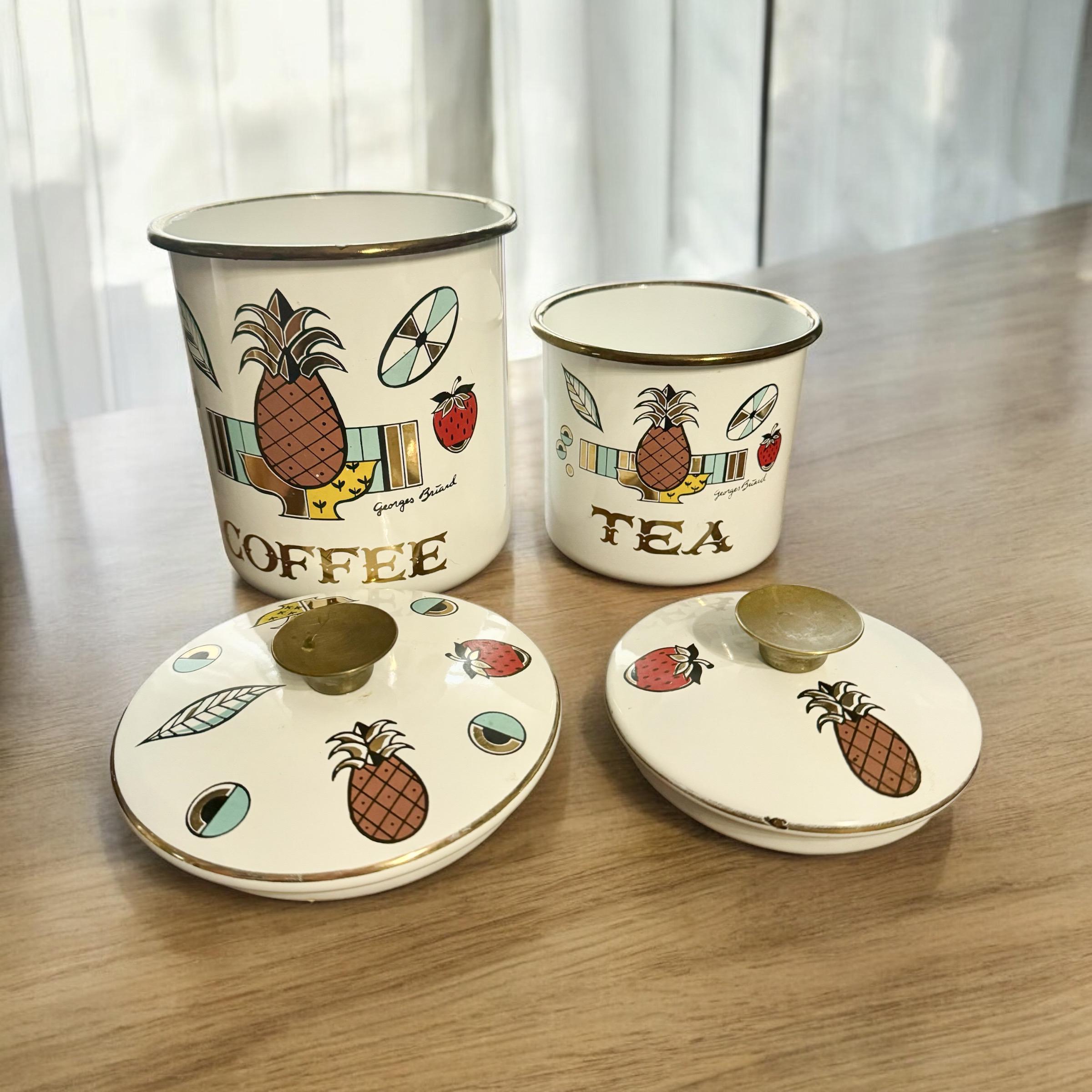 Ceramic Canister Pineapple Tea Coffee Sugar Canisters Vintage Tea
