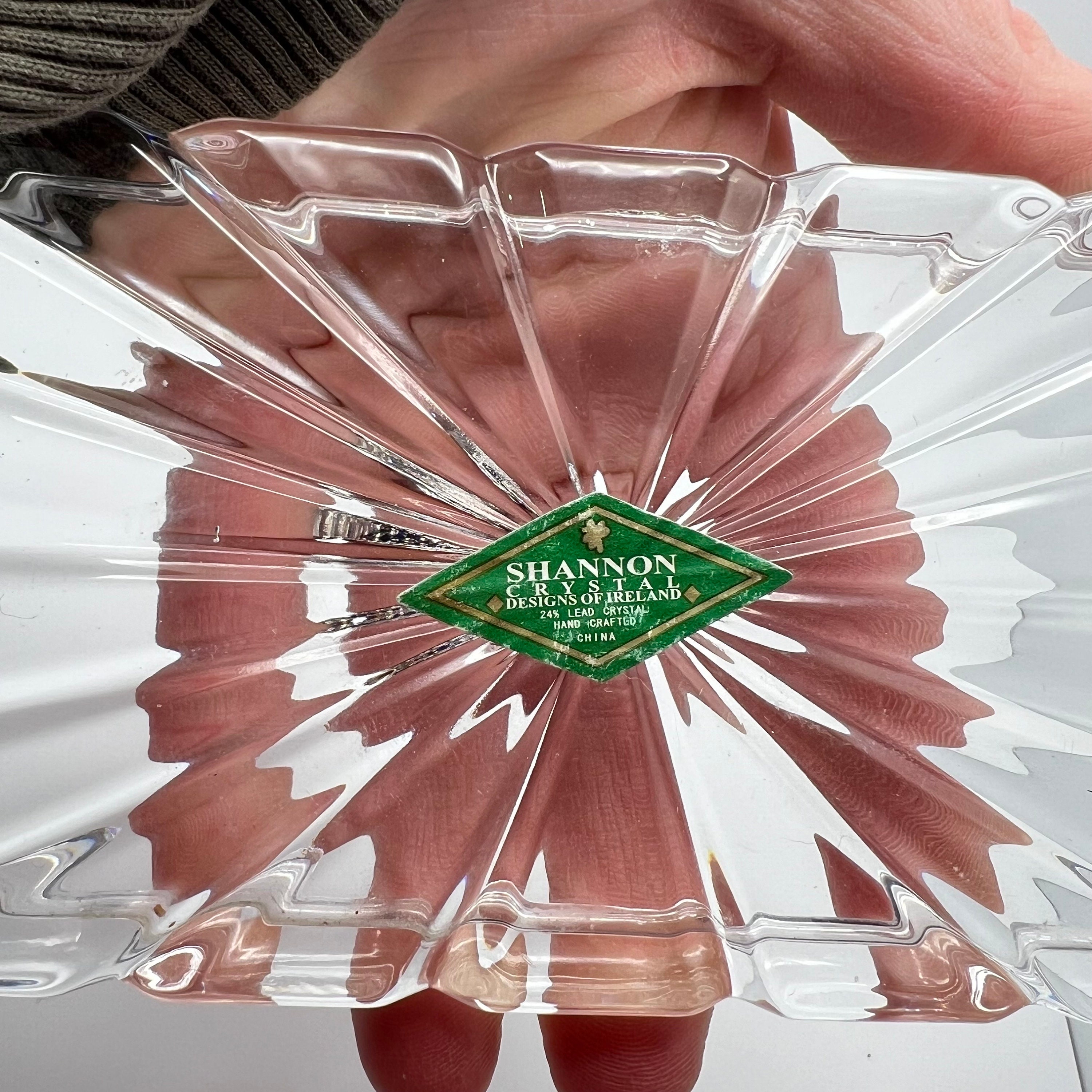 Antique Shannon Crystal Butter Dish by Godinger Vintage Heavy Crystal