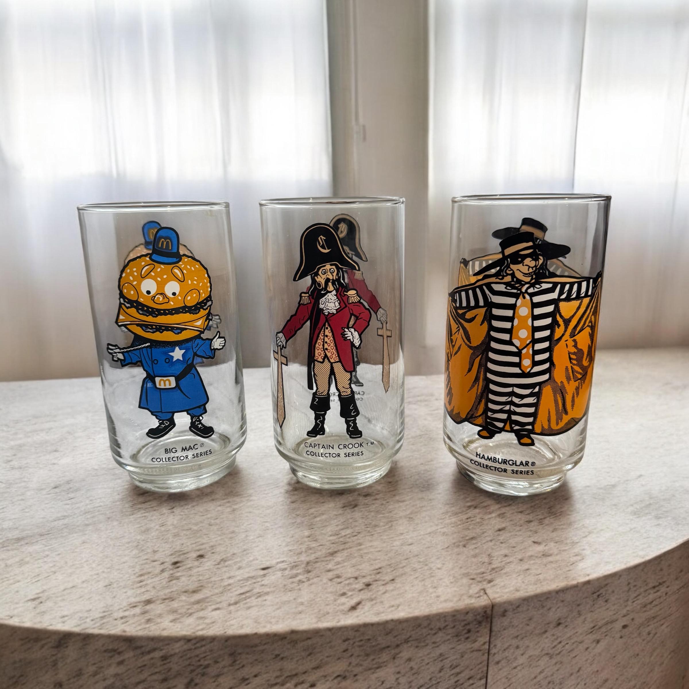 Vintage Mcdonald's Collector Glasses Set – Big Mac, Captain Crook