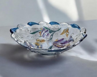 Vintage Mikasa Savoir Vivre Key Largo Tropical Fish Oval Serving Bowl - 13” x 10” - Scalloped Edges - Summer Nautical Beach Home Decor