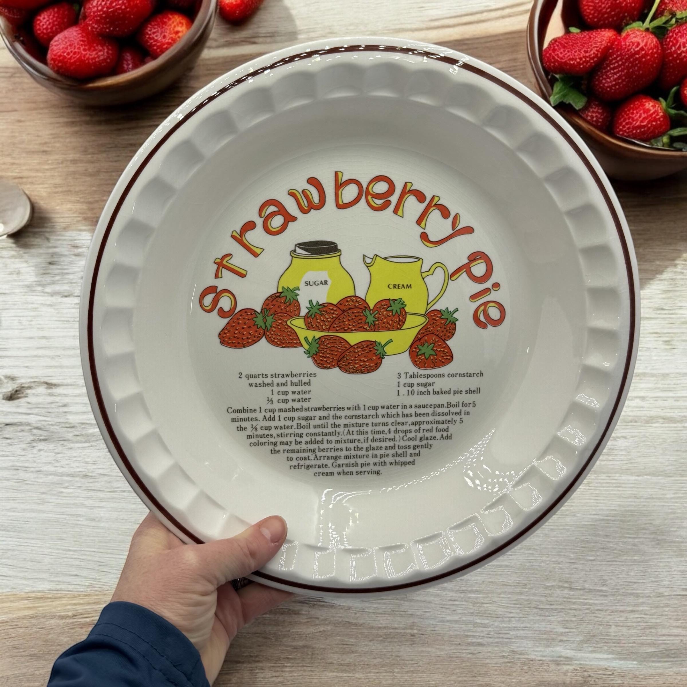 Vintage Hankook Strawberry Pie Plate – Retro Recipe Dish – 1980s