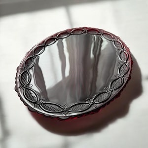 Avon Ruby Red Glass Plates – Set of 2 Cranberry Glass Platters Serving Dishes – Vintage Housewarming Gift – Dining Table Decor Gift for Her