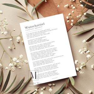 Lista de deseos de poemas inspiradores: descarga de arte mural minimalista