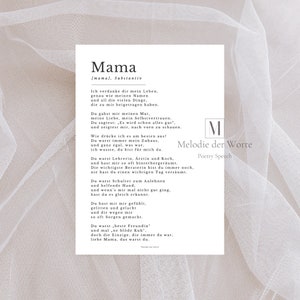 Poema "Mamá" para el Día de la Madre o como regalo de cumpleaños, Regalo personalizado escrito a mano