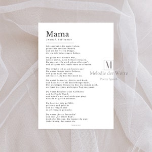 Poem "Mama" for Mother's Day or as a birthday gift, Personalized handwritten gift