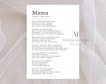 Poem "Mama" for Mother's Day or as a birthday gift, Personalized handwritten gift