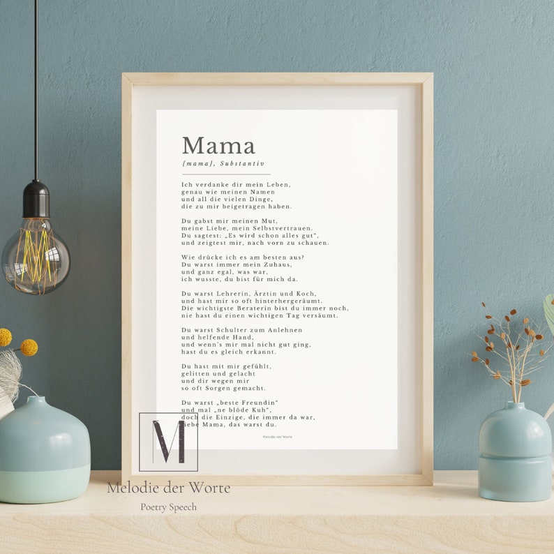 Gedicht Mama zum Muttertag oder als Geburtstagsgeschenk, Personalisiertes handgeschriebenes Geschenk Bild 3