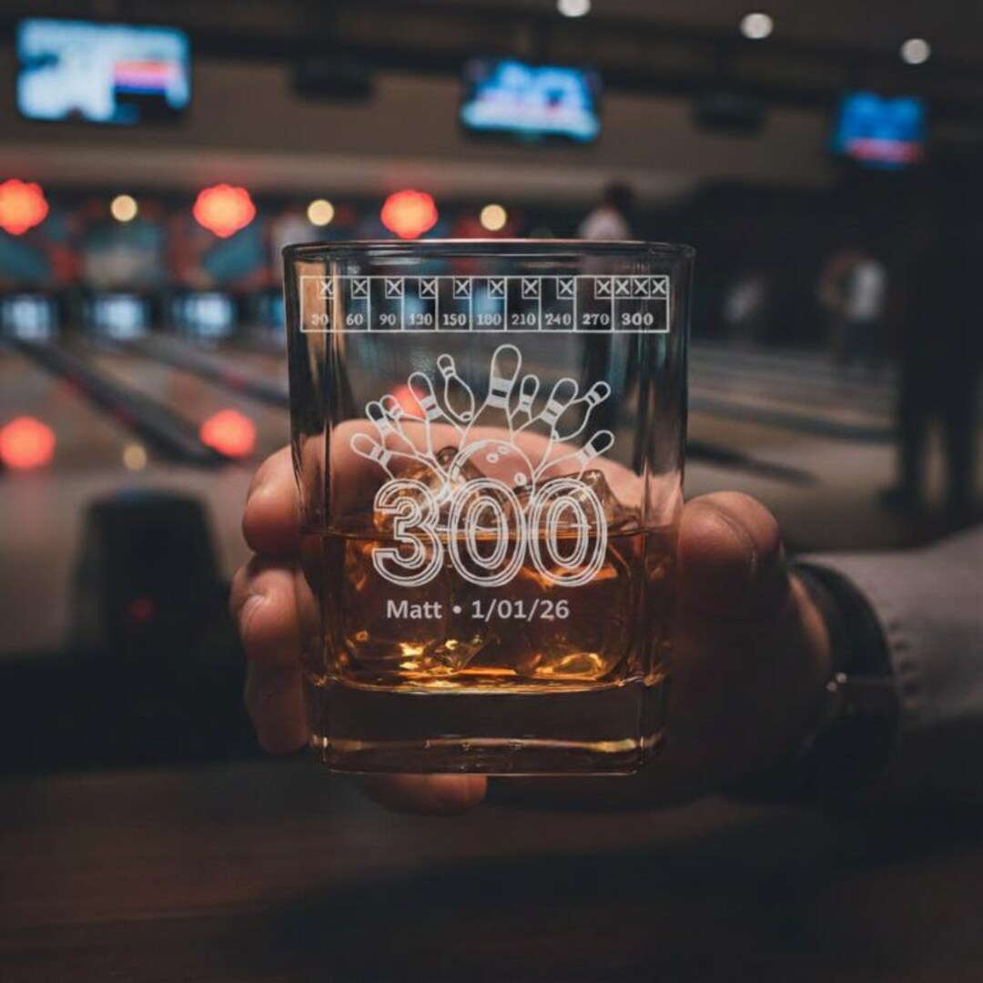 Personalized 300 Game Bowling Gift, Custom Whiskey Glass Award, Perfect ...