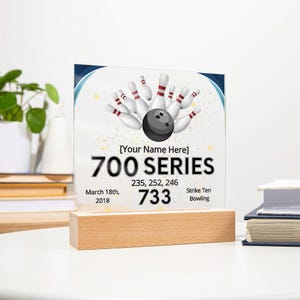 700 Series Bowling Award, Custom Honor Score Plaque, 700 Club Trophy, Personalized Bowler Gift, Bowling League Prize, High Performance