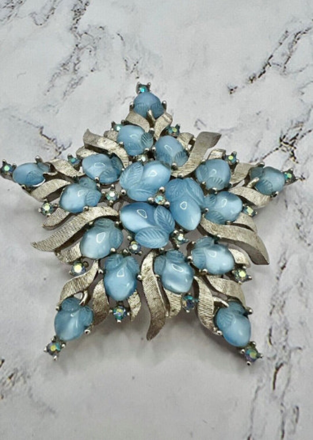 Vintage C Trifari Blue Fruit Salad Glass Stone Pin Brooch - Etsy