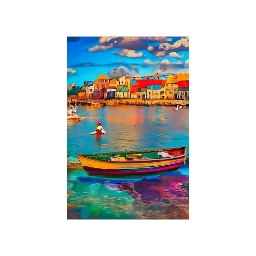 Poster Travel Wall Art Fishing Village Fishing Abstract Art Etsy