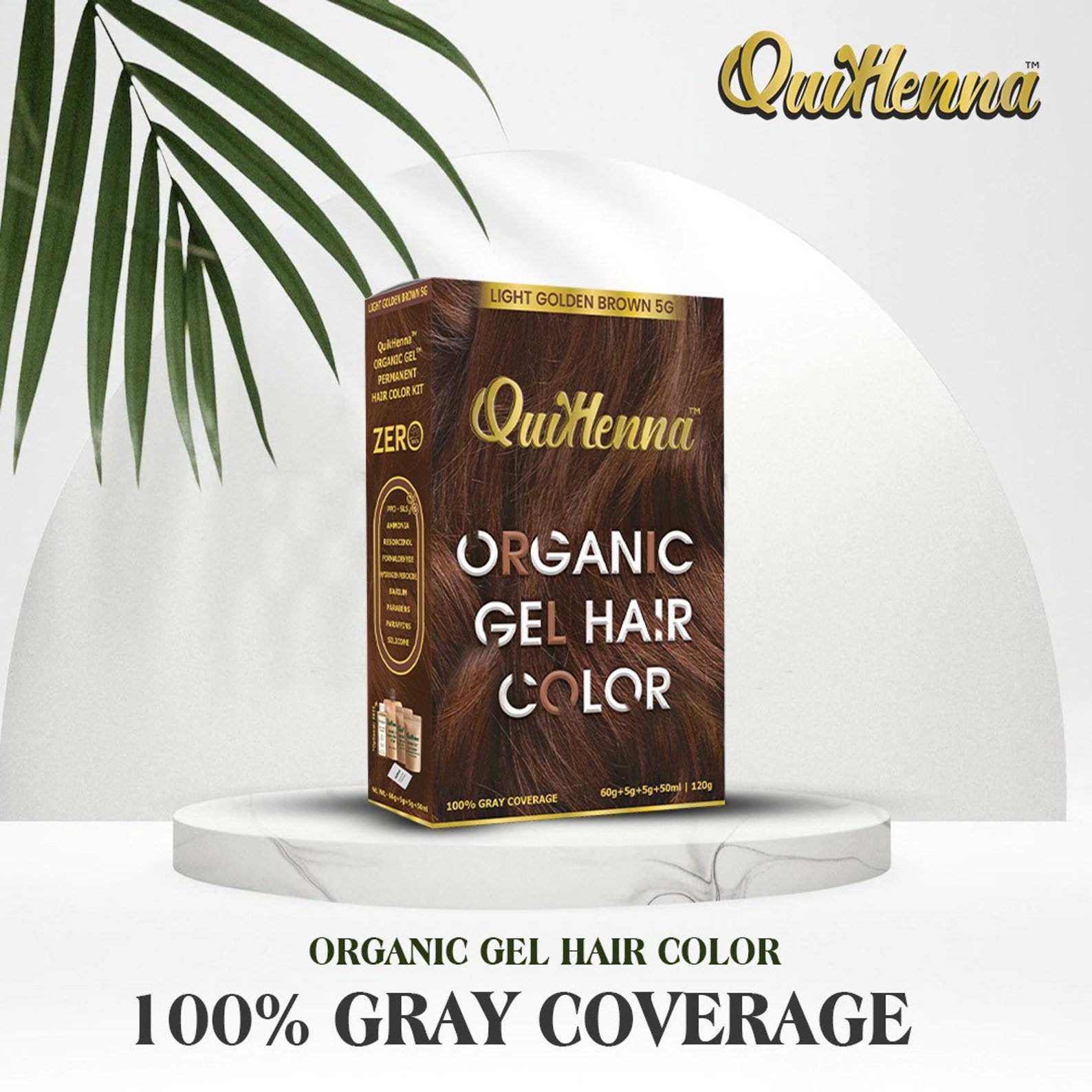 Quikhenna Light Golden Brown Organic Gel Hair Colour Permanent Natural