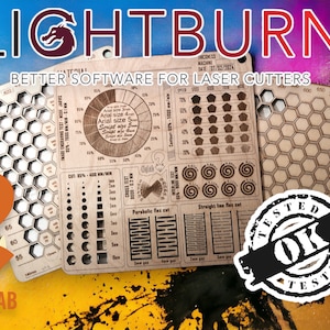 Ultimatives Laserkalibrierungspaket. Materialprüfung, Gravieren, Markieren und Schneiden. Parametrisches Vektorprojekt von Lightburn Bild 1