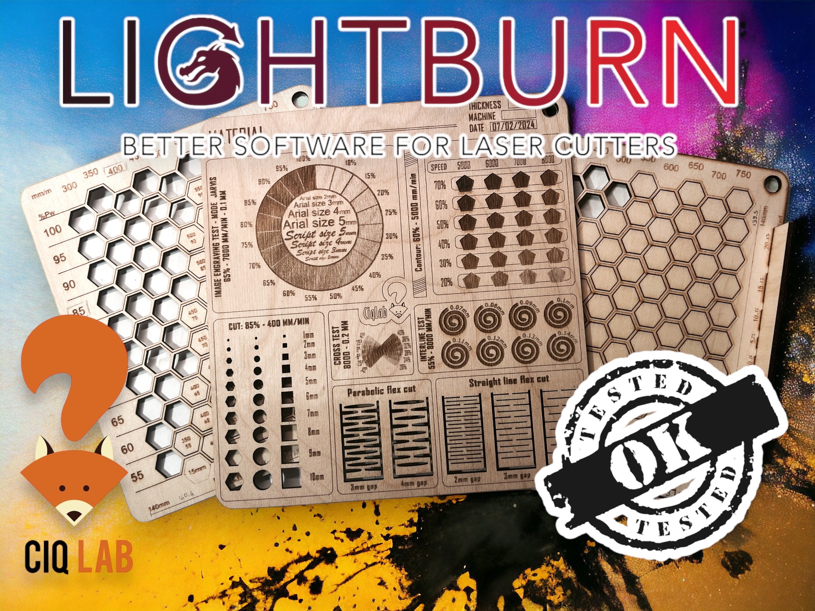 Ultimate Laser Calibration Package. Material Testing, Engraving, Marking and Cutting. Parametric Lightburn Design + Vector