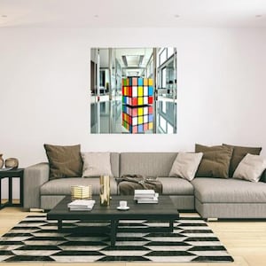 Pack 4 images art numérique, rubiks cub coloré multicolore reflet miroir moderne/Téléchargement numérique