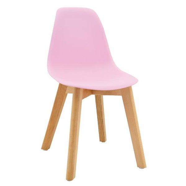 Petite Chaise Fauteuil siège pour enfant fille garçon en polypro avec pieds en bois de hêtre plusieurs modèles couleur gris, blanc, rose