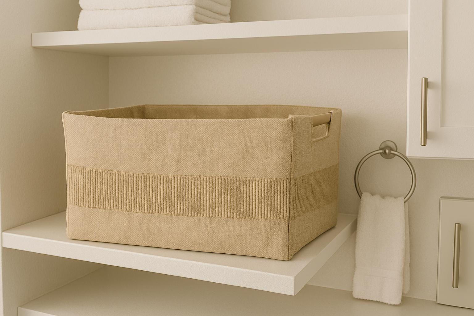 Beige jute storage basket foldable / Basket, box, laundry basket storage closet, wardrobe, dressing room, storage organization