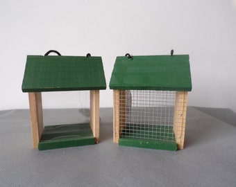 Lot x10 houten vogelvoederhuisjes voor buiten om op te hangen voor vogelzaad