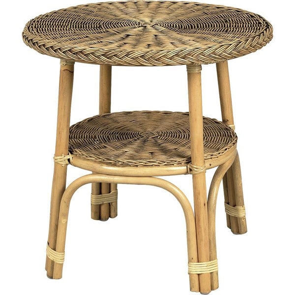 Table ronde en moelle de rotin Ø 57 h 57 cm, Table d'appoint, table ronde en rotin, table console, petite  table de salon bout de canapé