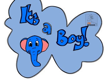 Its a boy, baby elephant, hand drawn, svg png jpg pdf Baby shower, T shirts Mugs