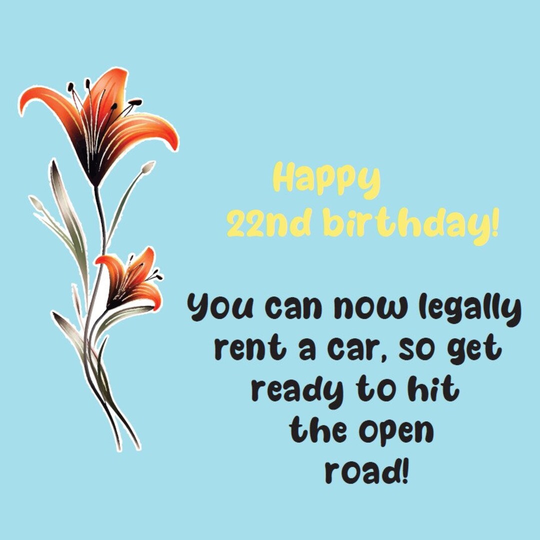 22nd Funny Printable Birthday, Wishes Card Birthday, Funniest Birthday ...