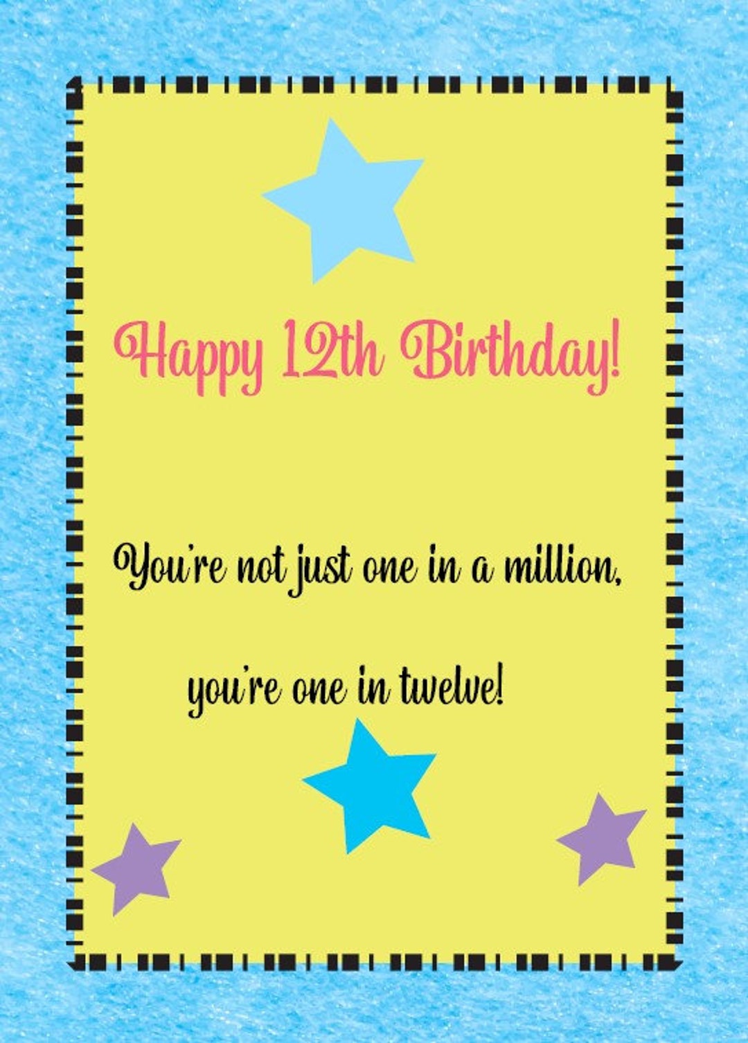 Funny 12th Birthday Card Printable, Last-minute Celebration, Greeting ...