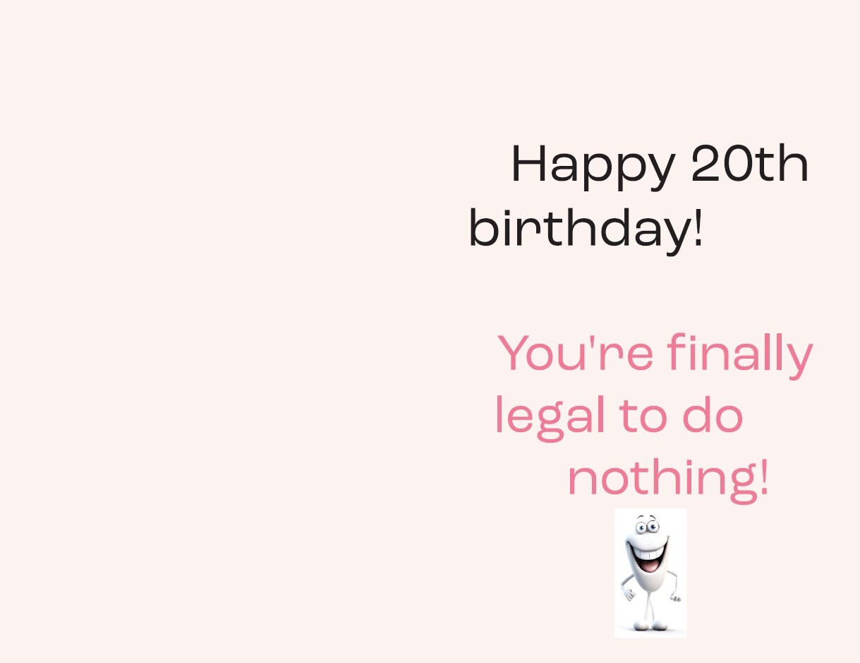 20th Funny Printable Birthday, Wishes Card Birthday, Funniest Birthday ...